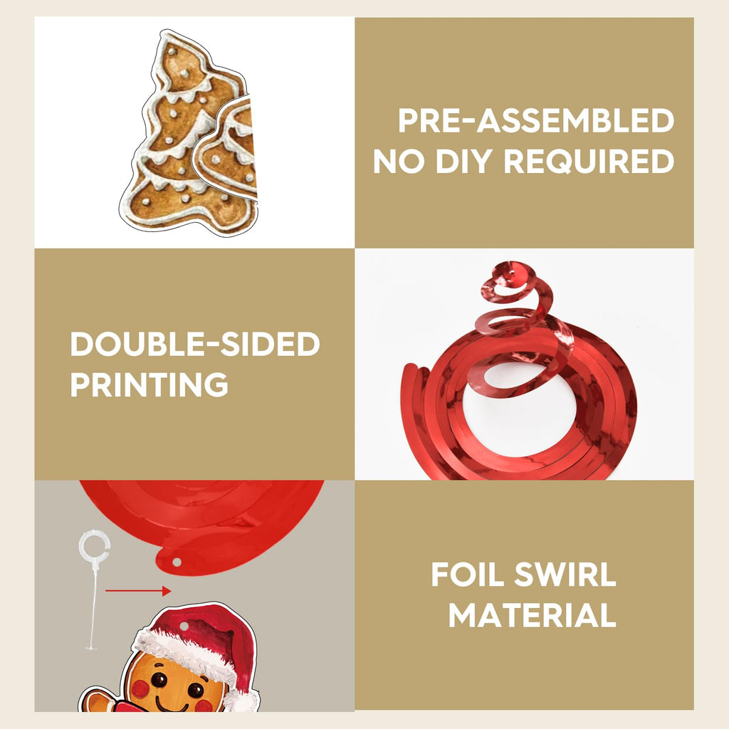 Horaldaily Christmas 30 Pieces Party Hanging Swirl Decorations, Christmas Trees Ball Ornaments Party Hanging Swirls Streamers Ceiling Decor for Home Office Classroom School Boys Girls Supplies