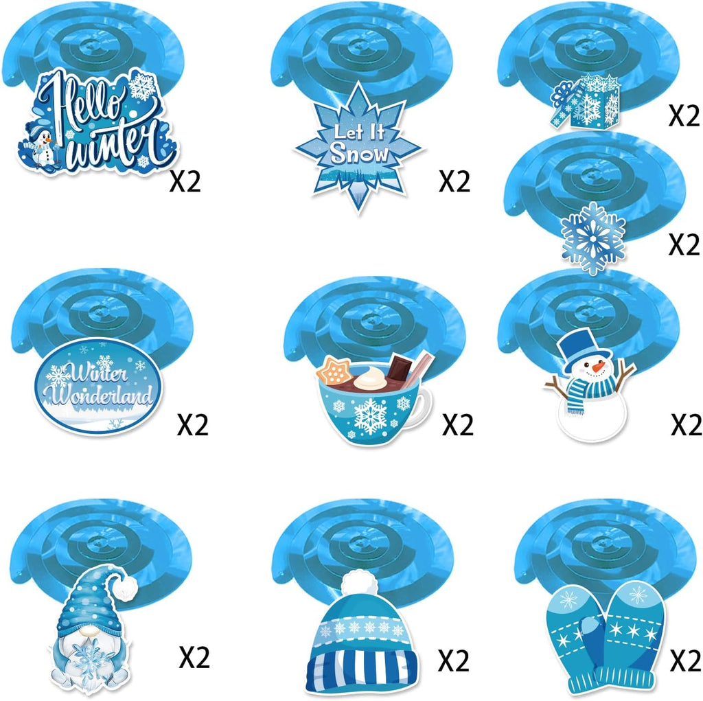 40 Pcs Winter Party Decorations, NO-DIY Winter Wonderland Party Decorations Hanging Swirls, Christmas Holiday Decorations Whirls Glitter Foil Ceiling Swirls Streams