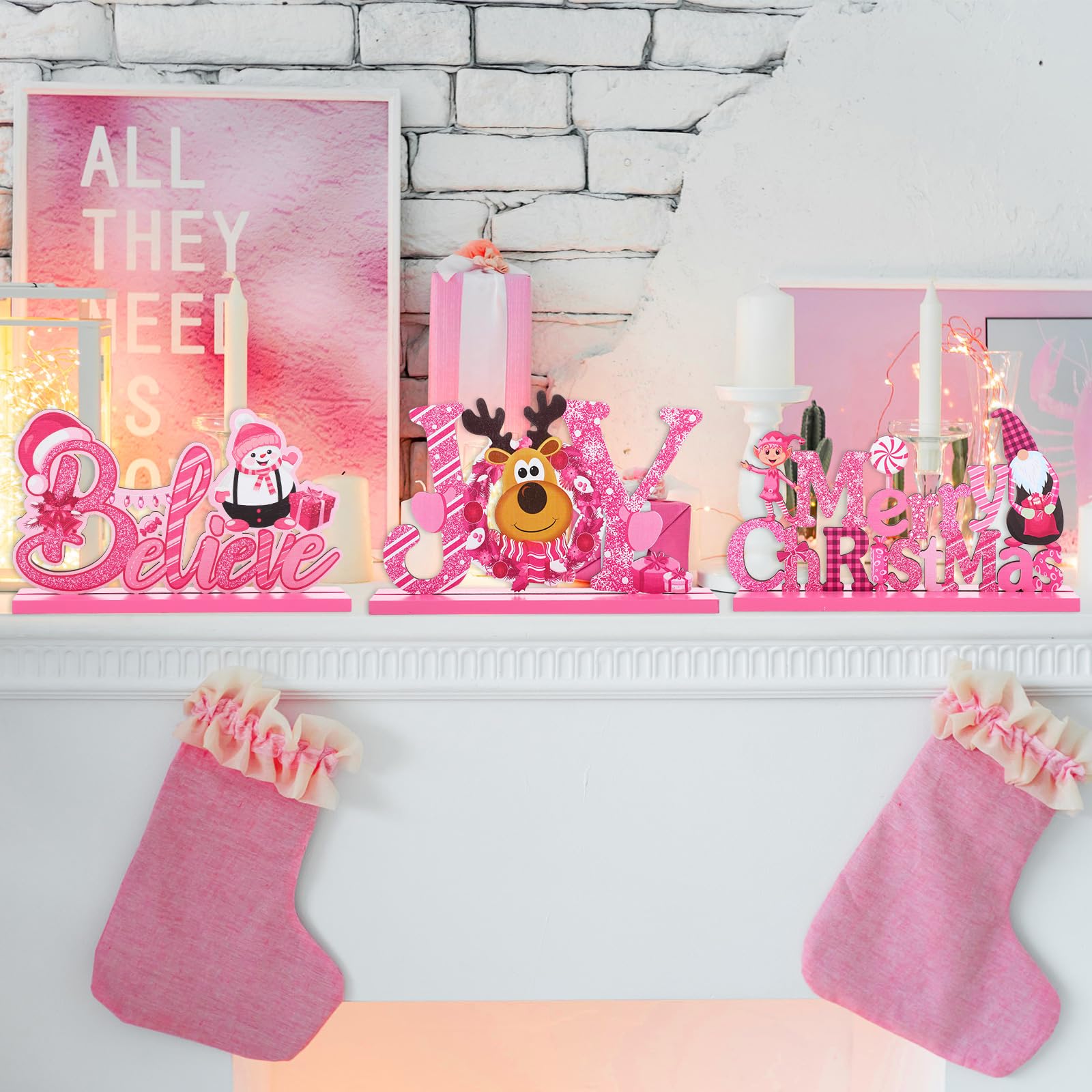 Blulu 3 Pcs Christmas Decorations Indoor Centerpieces for Tables Tabletop Wooden Sign Snowman Farmhouse Centerpieces for Christmas Xmas Holiday Party Indoor Decor(Red)