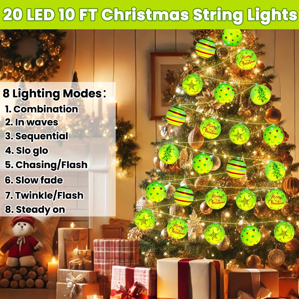 JOICEE 10 Ft 20 LED Waterproof Battery Operated Christmas String Lights with Timer & 8 Modes for Christmas Tree Wreath Decorations Holiday Home Garden Indoor Outdoor Decor