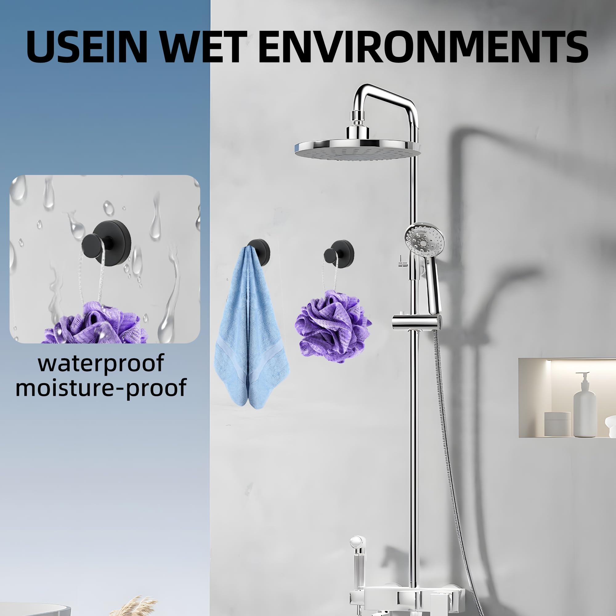 Suction Cup Hooks for Wreaths on Glass, 2025 New No Drill Suction Cup Hooks for Shower, Wreath Hanger for Front Door, Metal Towel Hooks for Window Bathroom Mirrors Christmas Decorations (2, Gold)