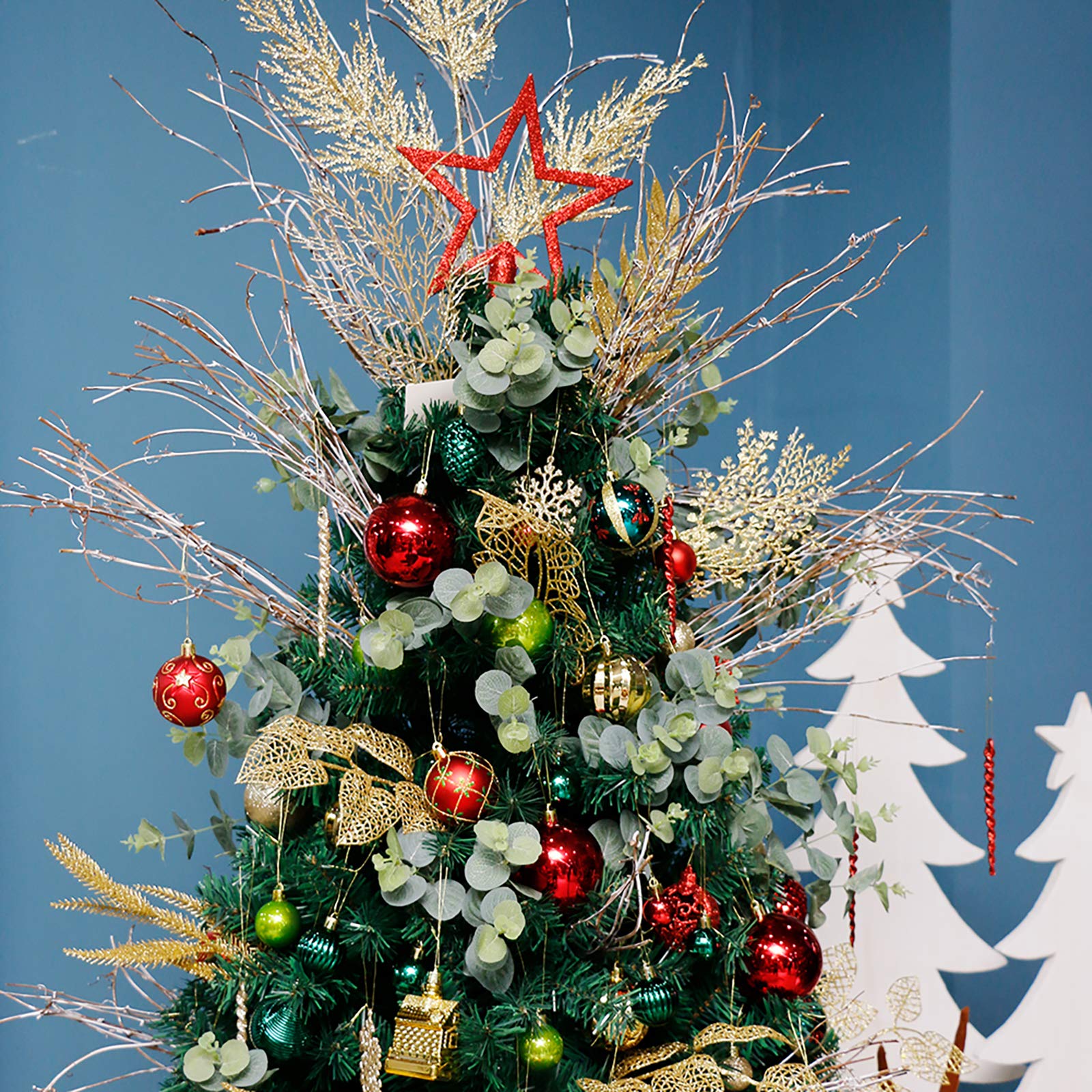 ROSELEAF 30ct 2.36" Shatterproof Christmas Tree Ornaments - Red, Green, Gold Plastic Hanging Balls - Christmas, Wedding And Engagement Occasion