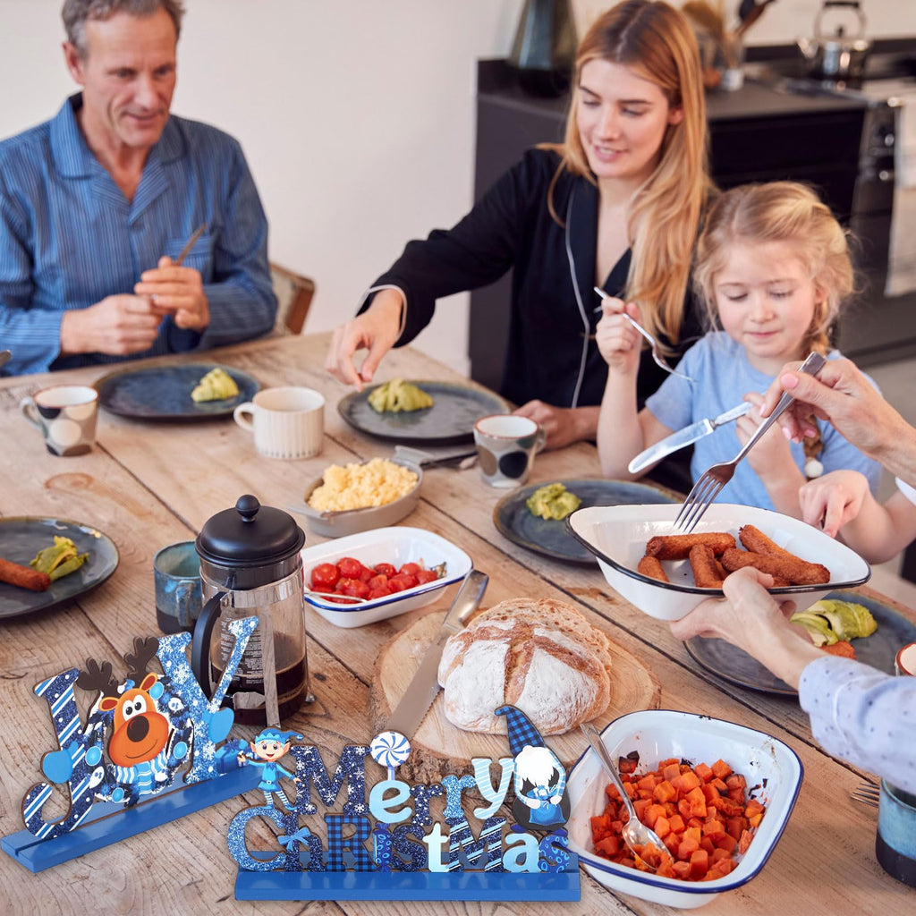 Blulu 3 Pcs Christmas Decorations Indoor Centerpieces for Tables Tabletop Wooden Sign Snowman Farmhouse Centerpieces for Christmas Xmas Holiday Party Indoor Decor(Red)