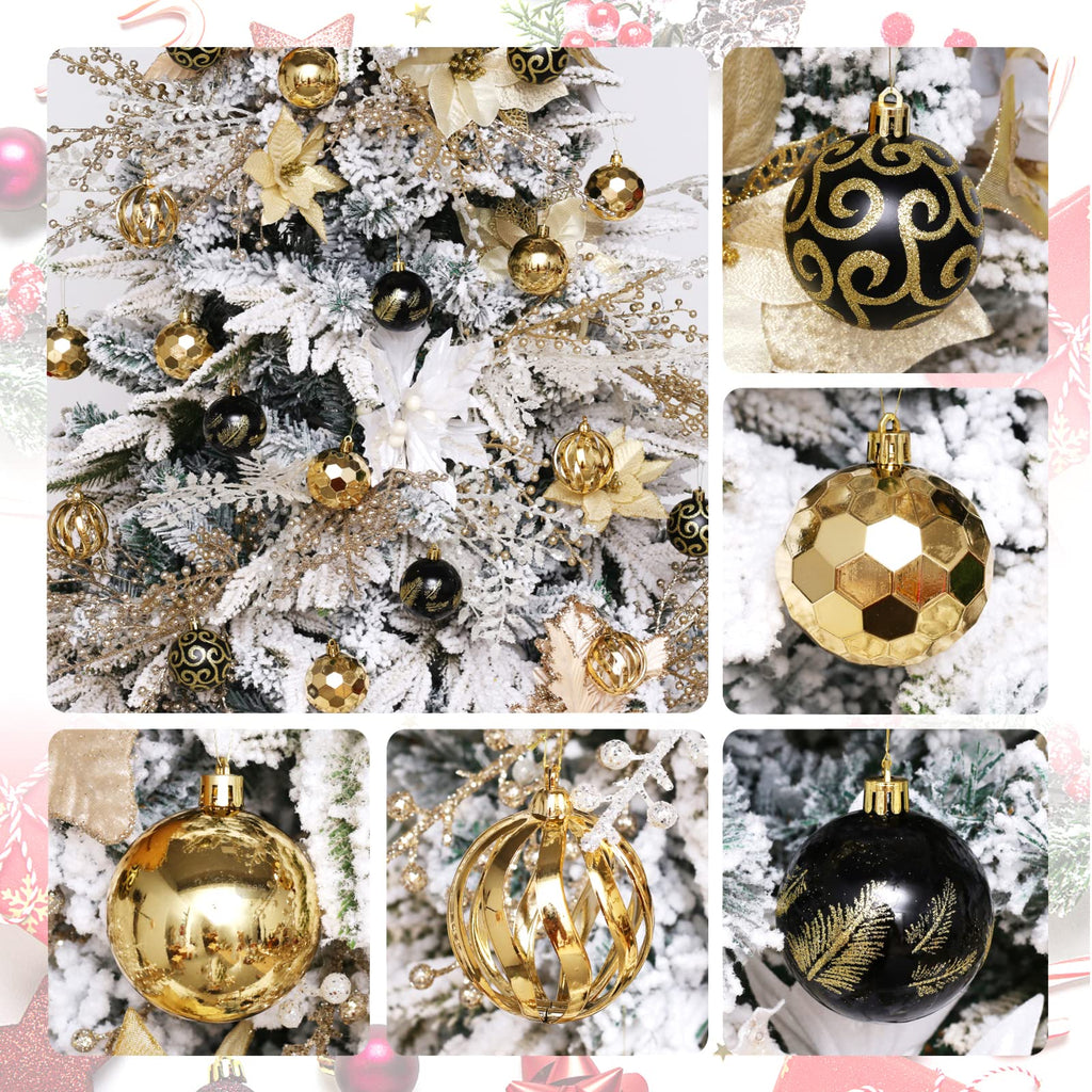 ROSELEAF 30ct 2.36" Shatterproof Christmas Tree Ornaments - Red, Green, Gold Plastic Hanging Balls - Christmas, Wedding And Engagement Occasion