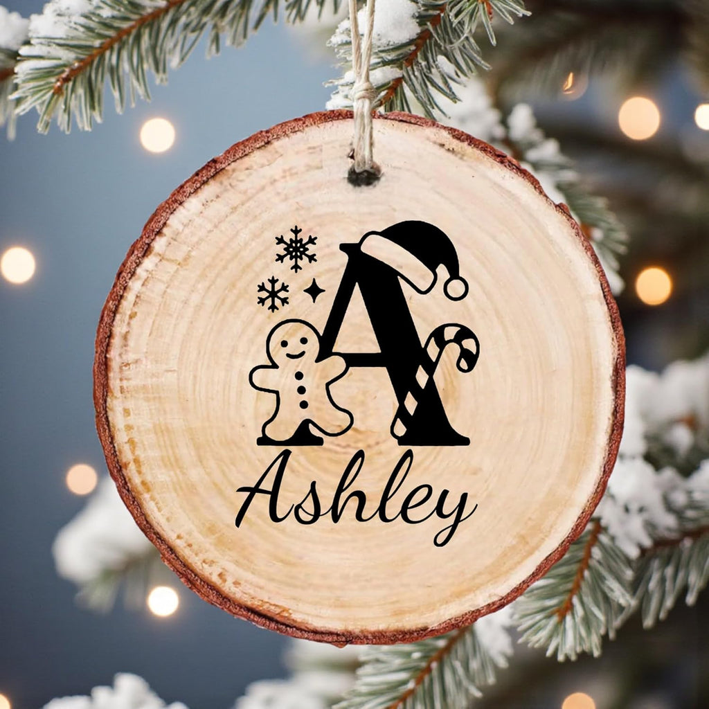 Personalized Wooden Name Christmas Ornament – Custom Name & Text Family Tree Decoration Gift