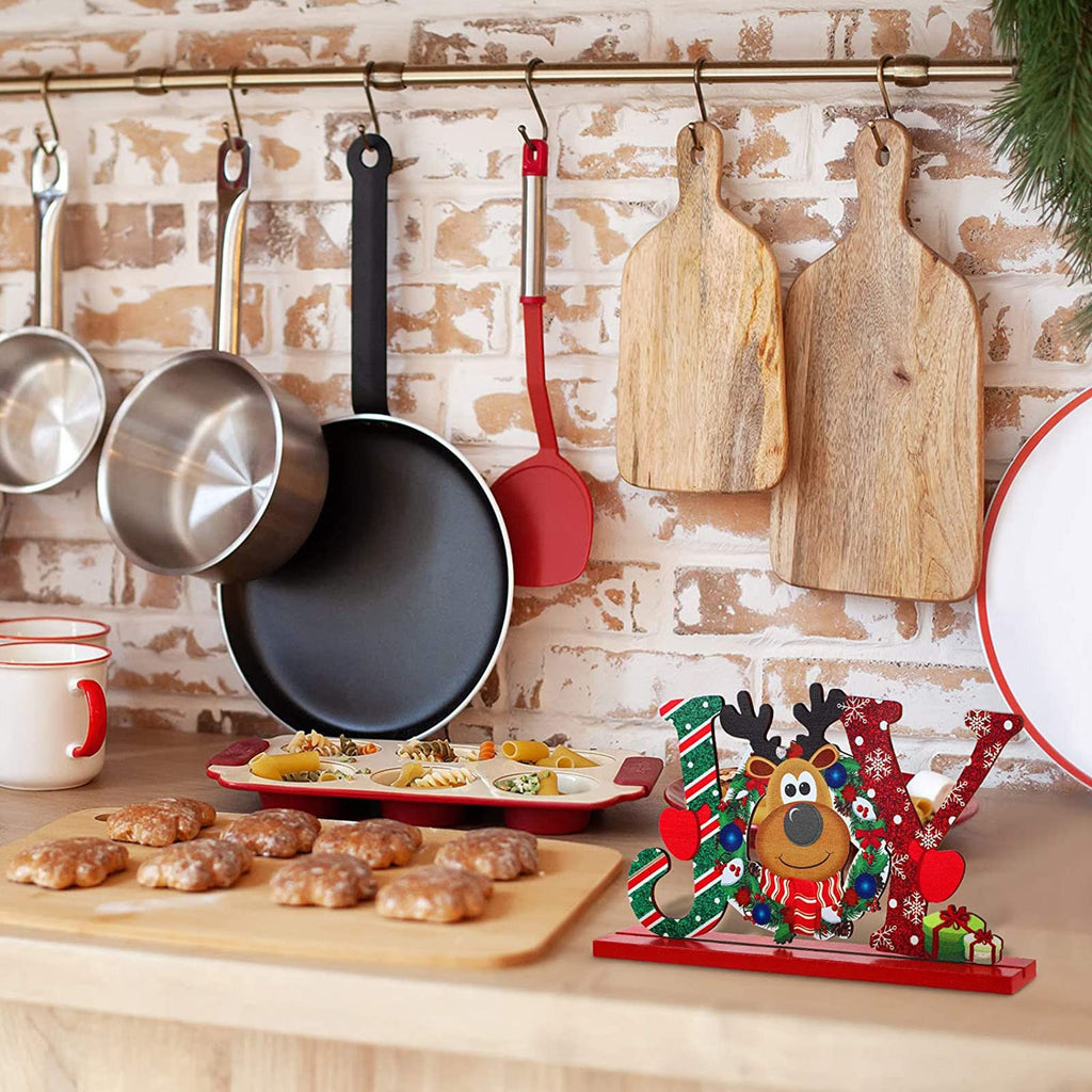 Blulu 3 Pcs Christmas Decorations Indoor Centerpieces for Tables Tabletop Wooden Sign Snowman Farmhouse Centerpieces for Christmas Xmas Holiday Party Indoor Decor(Red)