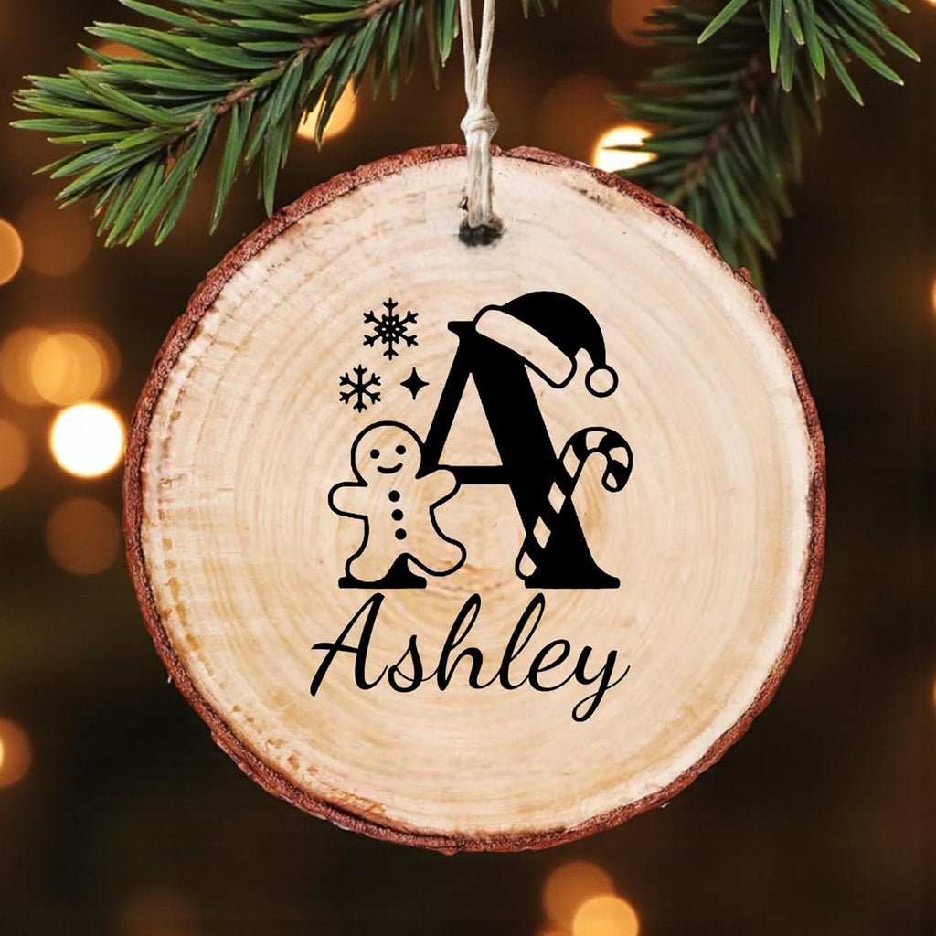 Personalized Wooden Name Christmas Ornament – Custom Name & Text Family Tree Decoration Gift