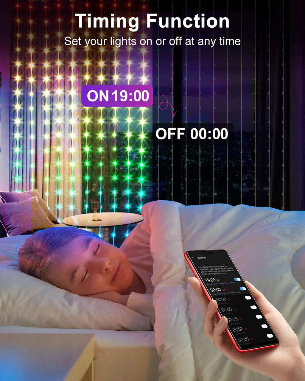 Brightown 300 LED Fairy Curtain Lights, 9.8ft x 9.8ft Warm White Curtain String Lights, USB Plug in 8 Lighting Modes Christmas Decoration, Hanging Lights with Remote for Bedroom Indoor Weddings Dorm