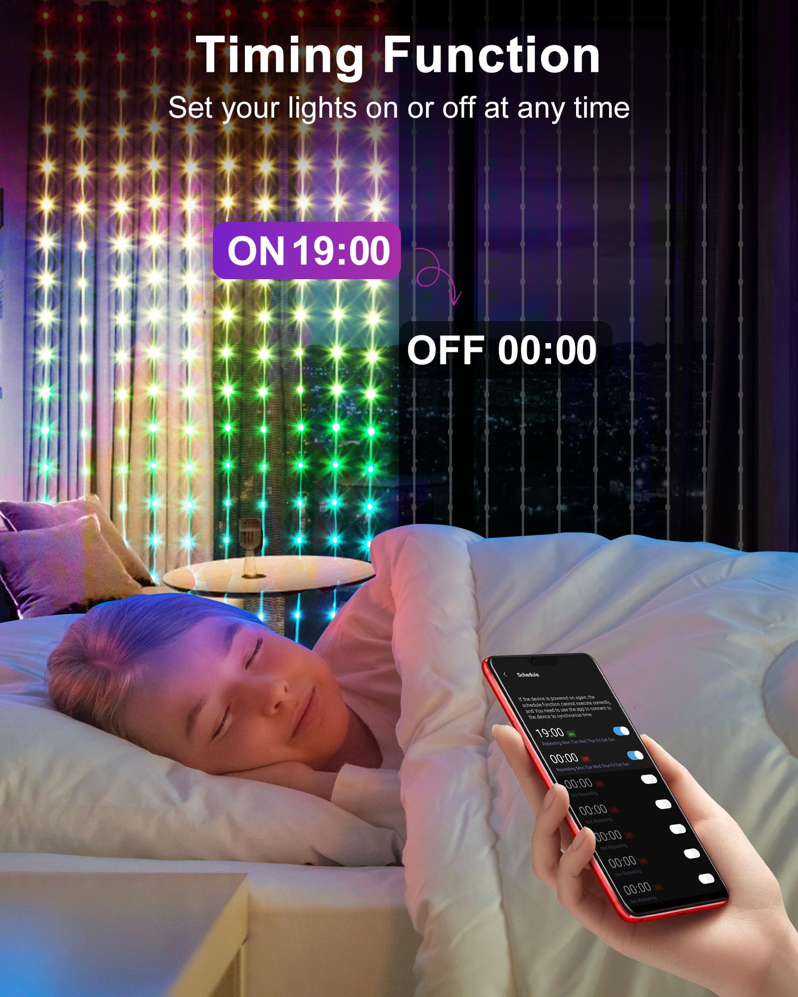 Brightown 300 LED Fairy Curtain Lights, 9.8ft x 9.8ft Warm White Curtain String Lights, USB Plug in 8 Lighting Modes Christmas Decoration, Hanging Lights with Remote for Bedroom Indoor Weddings Dorm