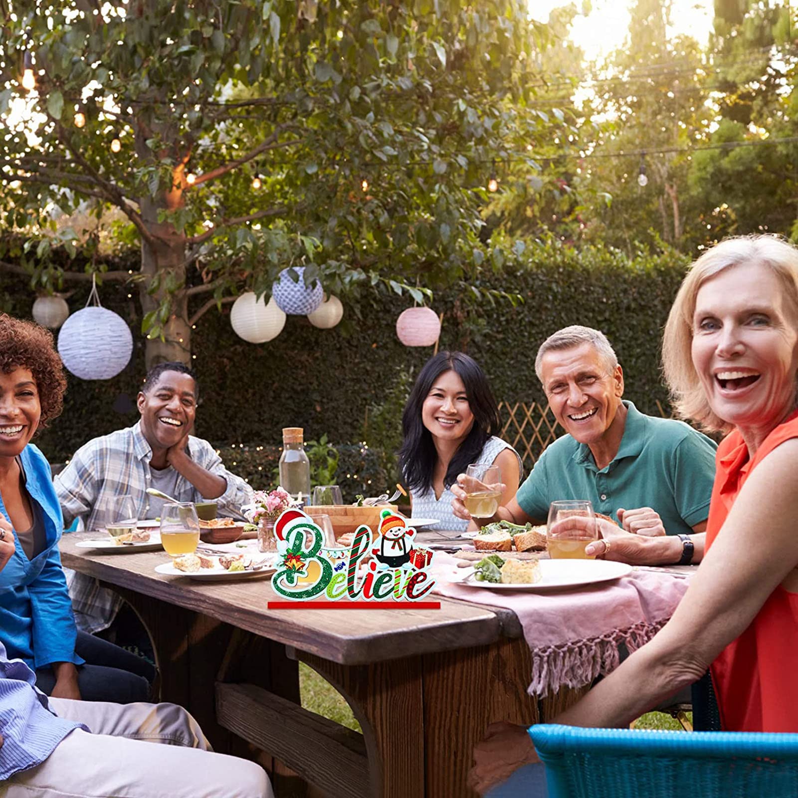 Blulu 3 Pcs Christmas Decorations Indoor Centerpieces for Tables Tabletop Wooden Sign Snowman Farmhouse Centerpieces for Christmas Xmas Holiday Party Indoor Decor(Red)