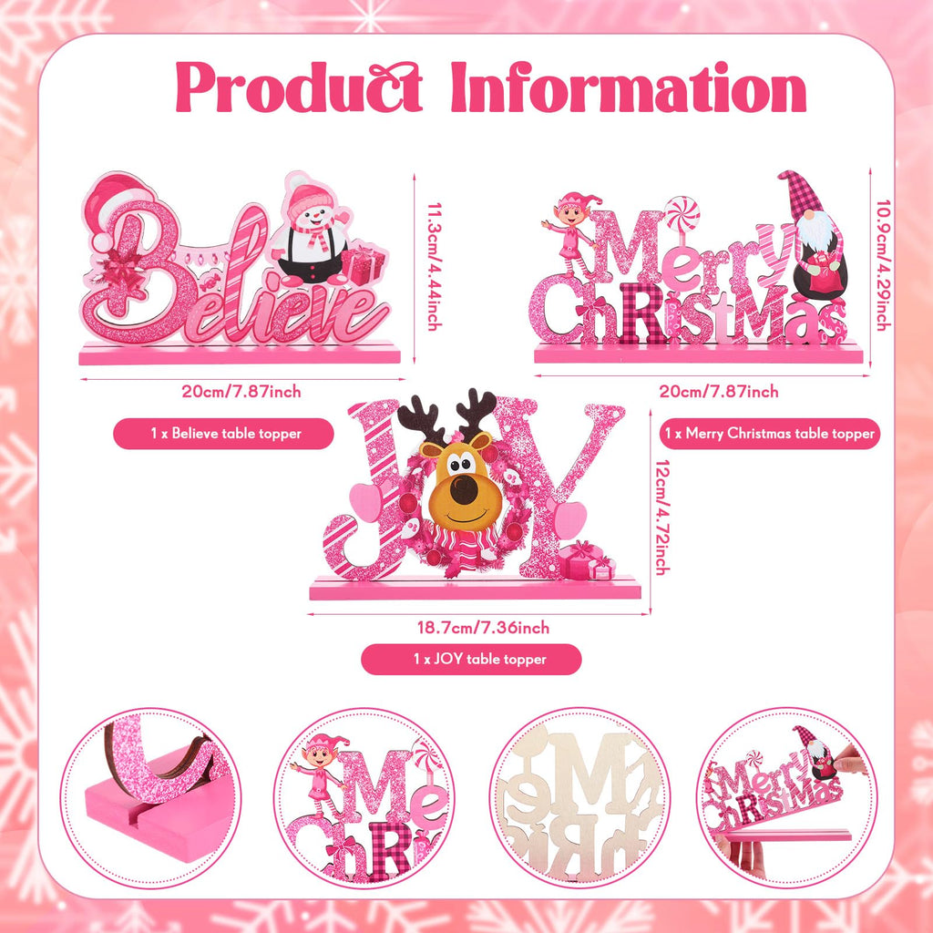 Blulu 3 Pcs Christmas Decorations Indoor Centerpieces for Tables Tabletop Wooden Sign Snowman Farmhouse Centerpieces for Christmas Xmas Holiday Party Indoor Decor(Red)