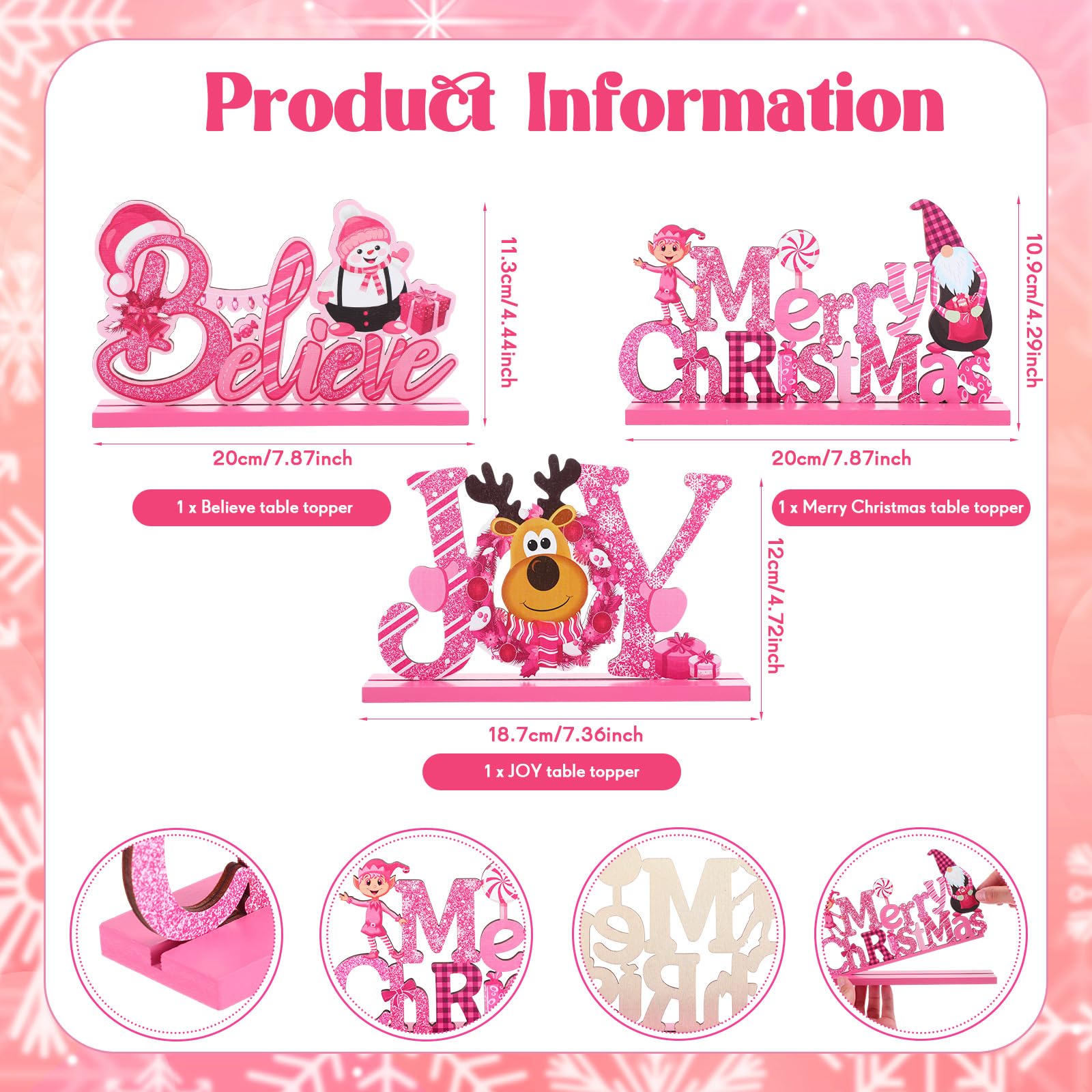 Blulu 3 Pcs Christmas Decorations Indoor Centerpieces for Tables Tabletop Wooden Sign Snowman Farmhouse Centerpieces for Christmas Xmas Holiday Party Indoor Decor(Red)