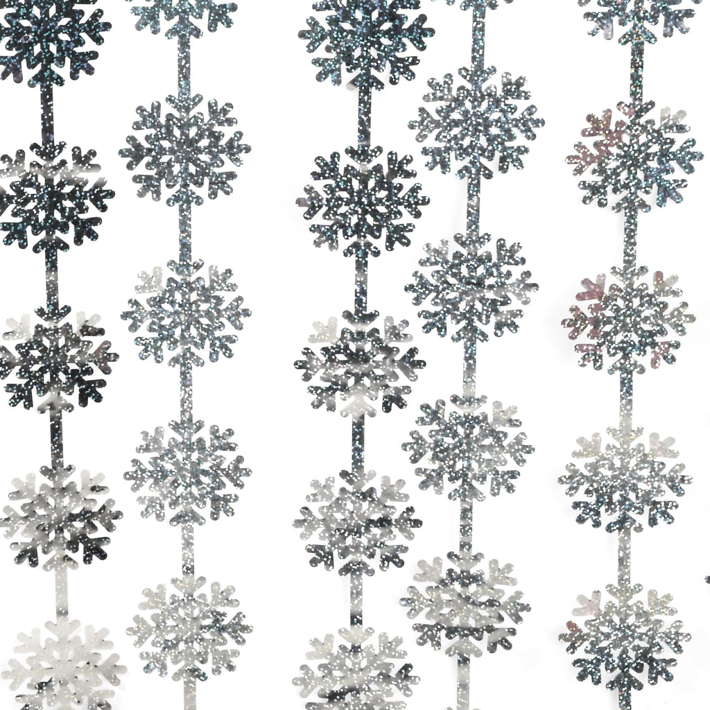 Silver Snowflake Fringe Curtain - GREATRIL Winter Onederland Streamers Backdrop with Sparkling Snowflake for Christmas Birthdays Party Decoration -3.2ft x 6.5ft - 2 Pack