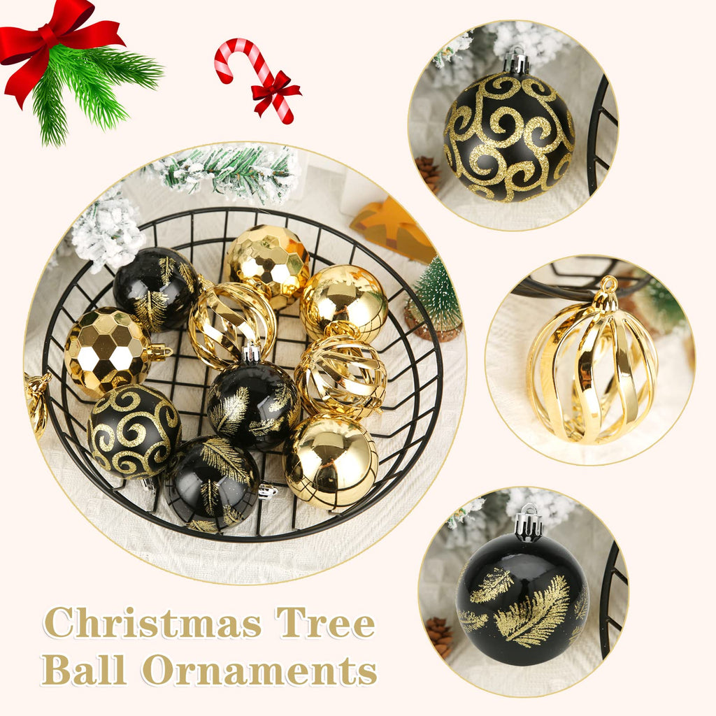 ROSELEAF 30ct 2.36" Shatterproof Christmas Tree Ornaments - Red, Green, Gold Plastic Hanging Balls - Christmas, Wedding And Engagement Occasion