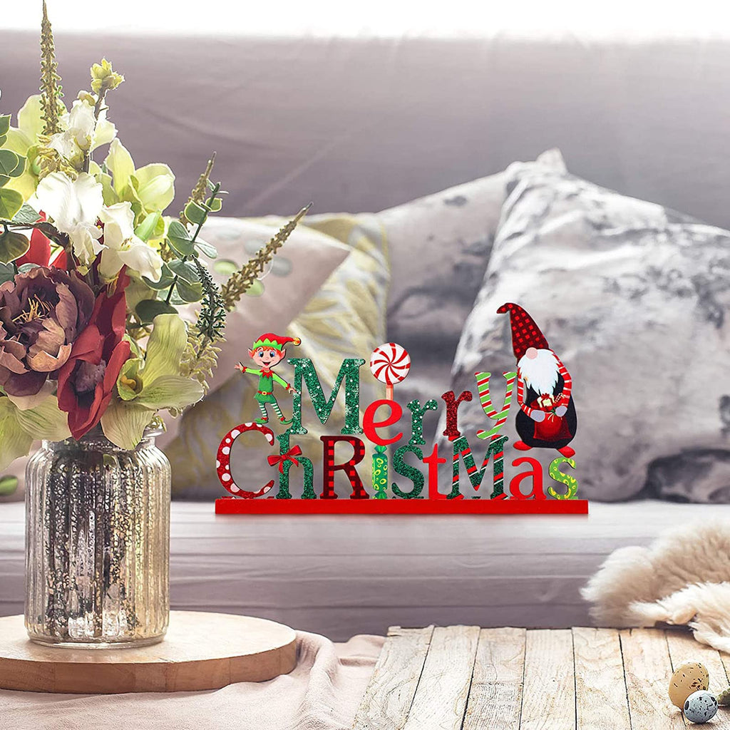 Blulu 3 Pcs Christmas Decorations Indoor Centerpieces for Tables Tabletop Wooden Sign Snowman Farmhouse Centerpieces for Christmas Xmas Holiday Party Indoor Decor(Red)