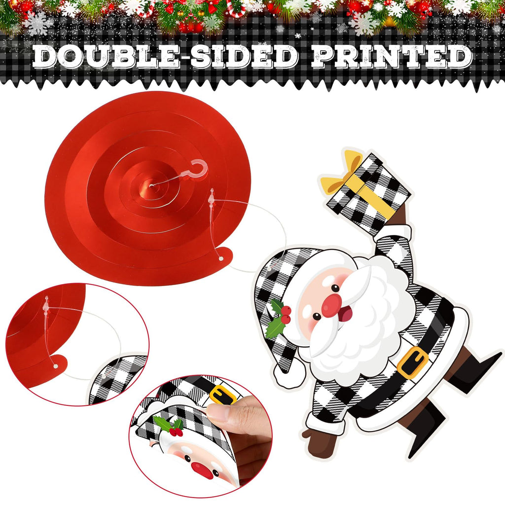Sumind 30 Pcs Christmas Swirl Ceiling Hanging Decorations Set Xmas Holiday Snowman Elk Sign Hanging Foil Christmas Indoor Decorations for Ceiling Xmas Holiday Party Decor(Red, Black)