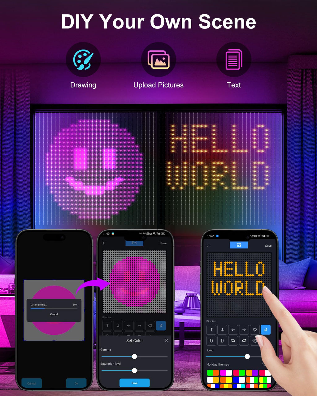 Brightown 300 LED Fairy Curtain Lights, 9.8ft x 9.8ft Warm White Curtain String Lights, USB Plug in 8 Lighting Modes Christmas Decoration, Hanging Lights with Remote for Bedroom Indoor Weddings Dorm