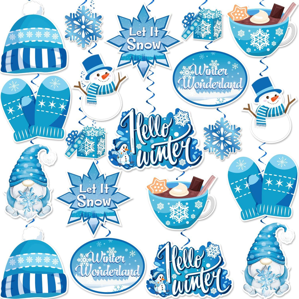 40 Pcs Winter Party Decorations, NO-DIY Winter Wonderland Party Decorations Hanging Swirls, Christmas Holiday Decorations Whirls Glitter Foil Ceiling Swirls Streams