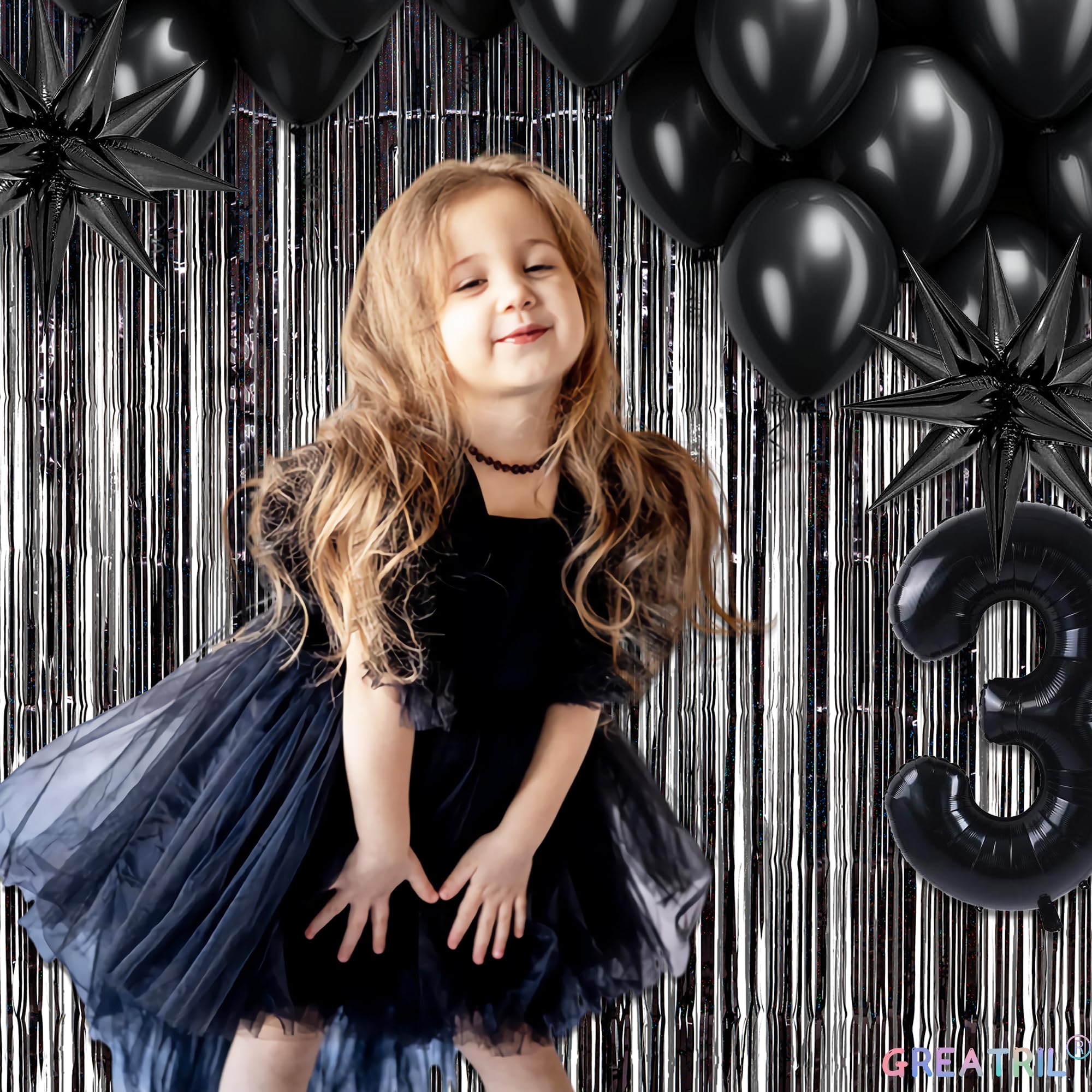 Silver Snowflake Fringe Curtain - GREATRIL Winter Onederland Streamers Backdrop with Sparkling Snowflake for Christmas Birthdays Party Decoration -3.2ft x 6.5ft - 2 Pack