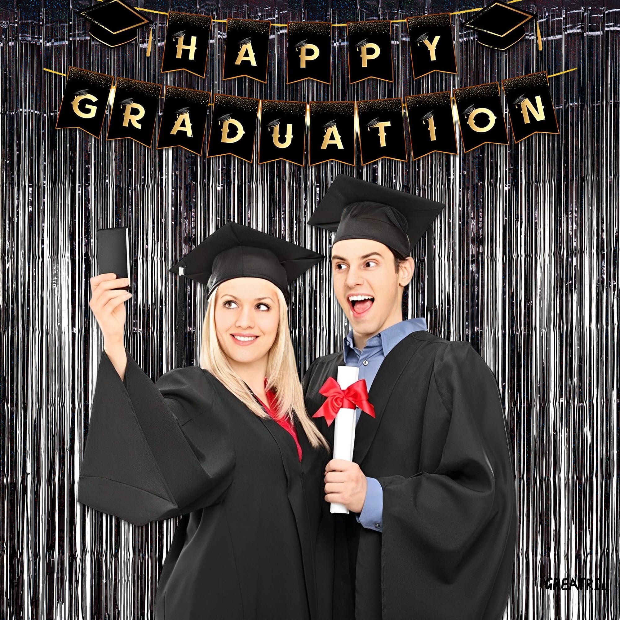 Silver Snowflake Fringe Curtain - GREATRIL Winter Onederland Streamers Backdrop with Sparkling Snowflake for Christmas Birthdays Party Decoration -3.2ft x 6.5ft - 2 Pack