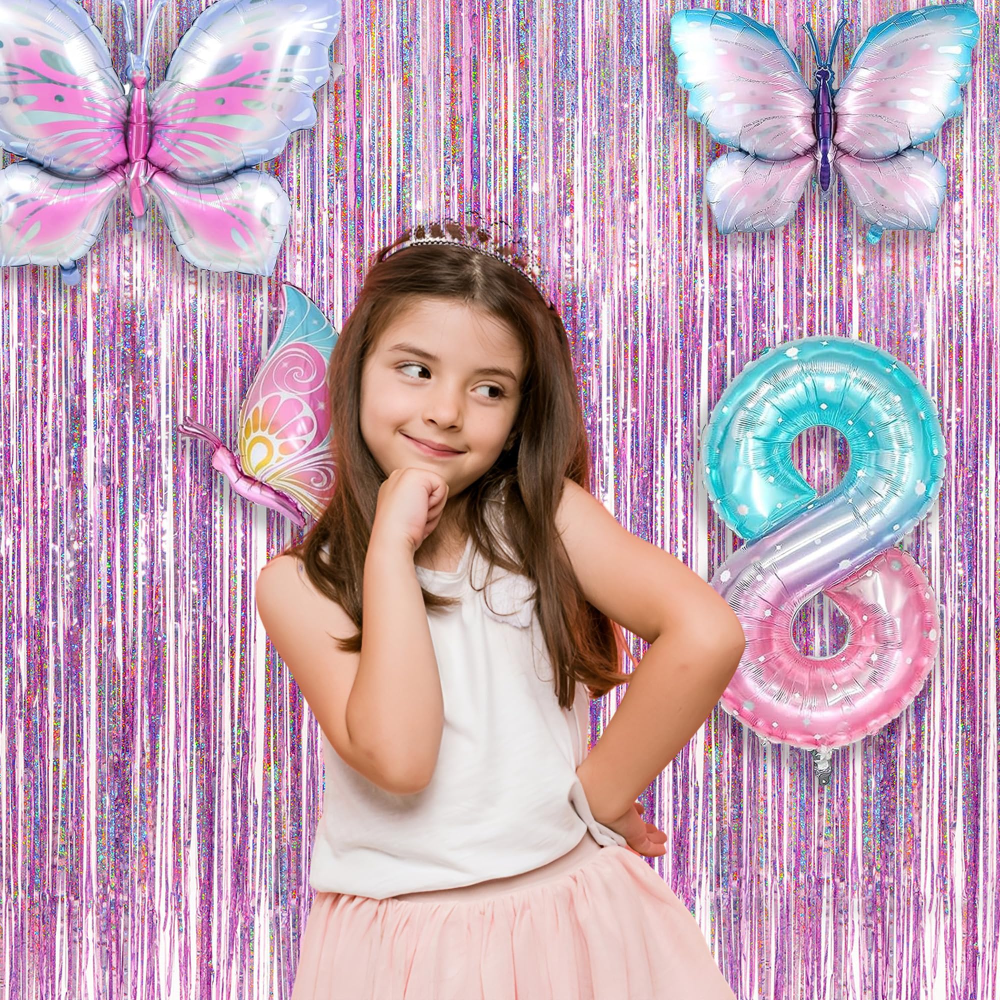 Silver Snowflake Fringe Curtain - GREATRIL Winter Onederland Streamers Backdrop with Sparkling Snowflake for Christmas Birthdays Party Decoration -3.2ft x 6.5ft - 2 Pack