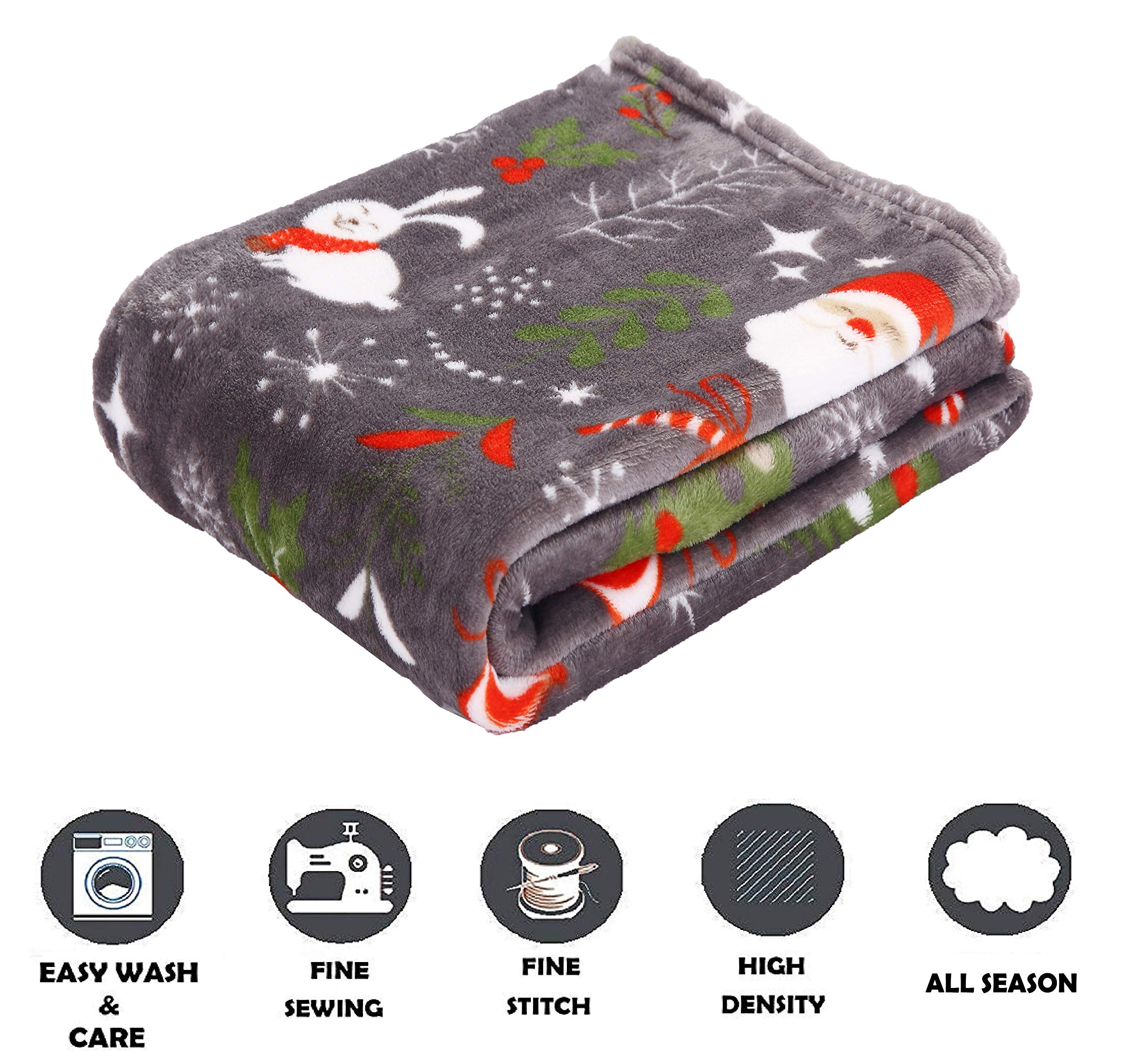 Elegant Comfort Luxury Velvet Super Soft Christmas Prints Fleece Blanket-Holiday Theme Home Décor Fuzzy Warm and Cozy Throws for Winter Bedding, Couch and Gift, 50 x 60 inch, Burgundy Reindeer