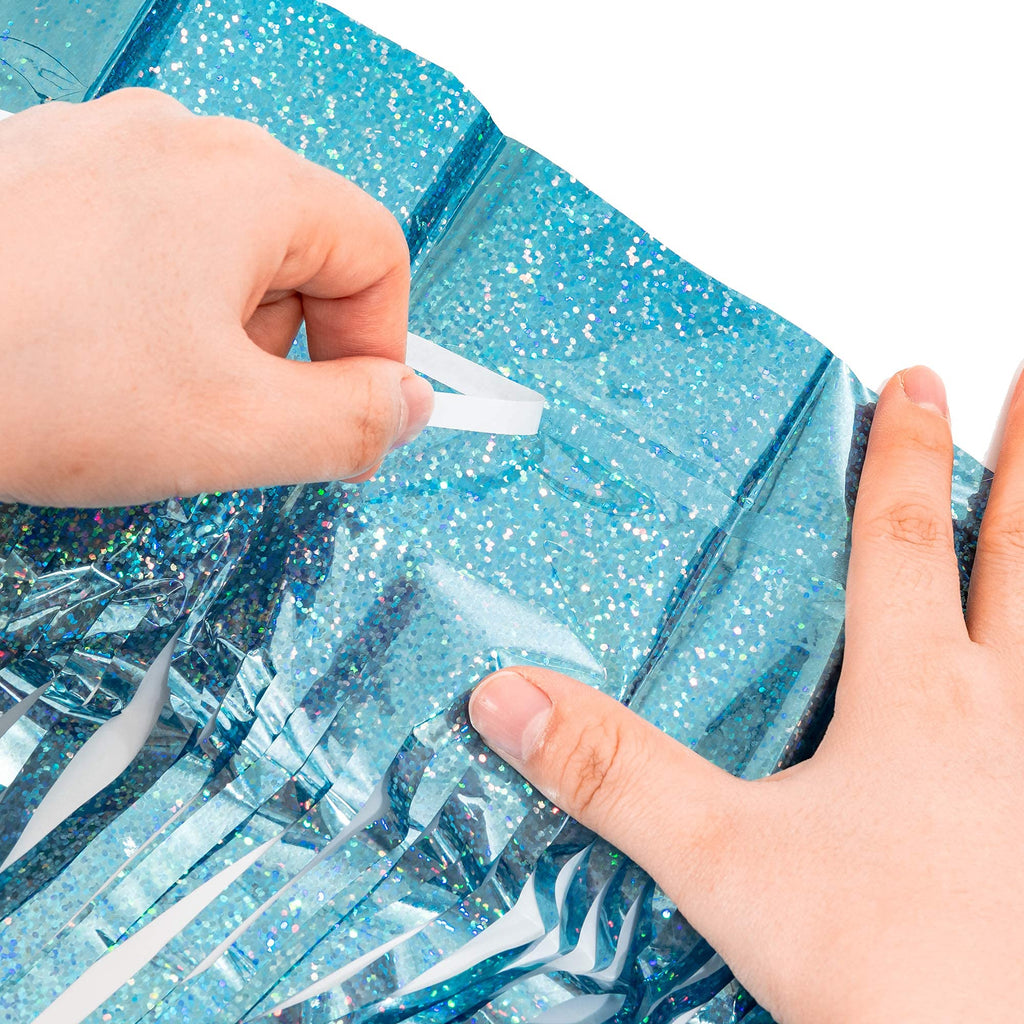 Silver Snowflake Fringe Curtain - GREATRIL Winter Onederland Streamers Backdrop with Sparkling Snowflake for Christmas Birthdays Party Decoration -3.2ft x 6.5ft - 2 Pack