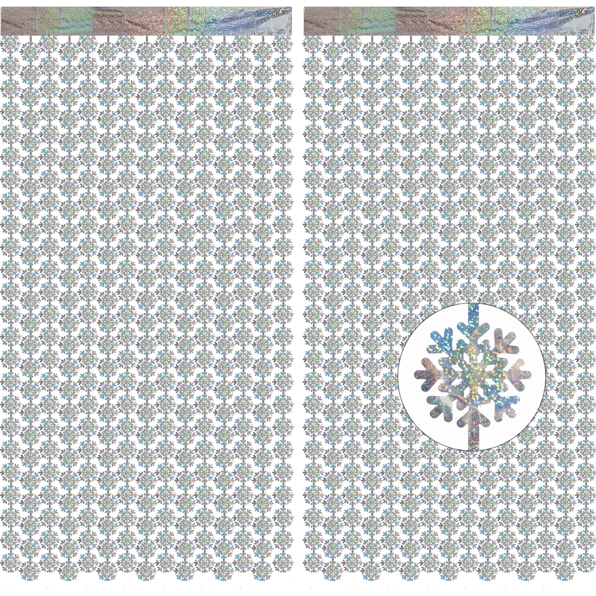Silver Snowflake Fringe Curtain - GREATRIL Winter Onederland Streamers Backdrop with Sparkling Snowflake for Christmas Birthdays Party Decoration -3.2ft x 6.5ft - 2 Pack
