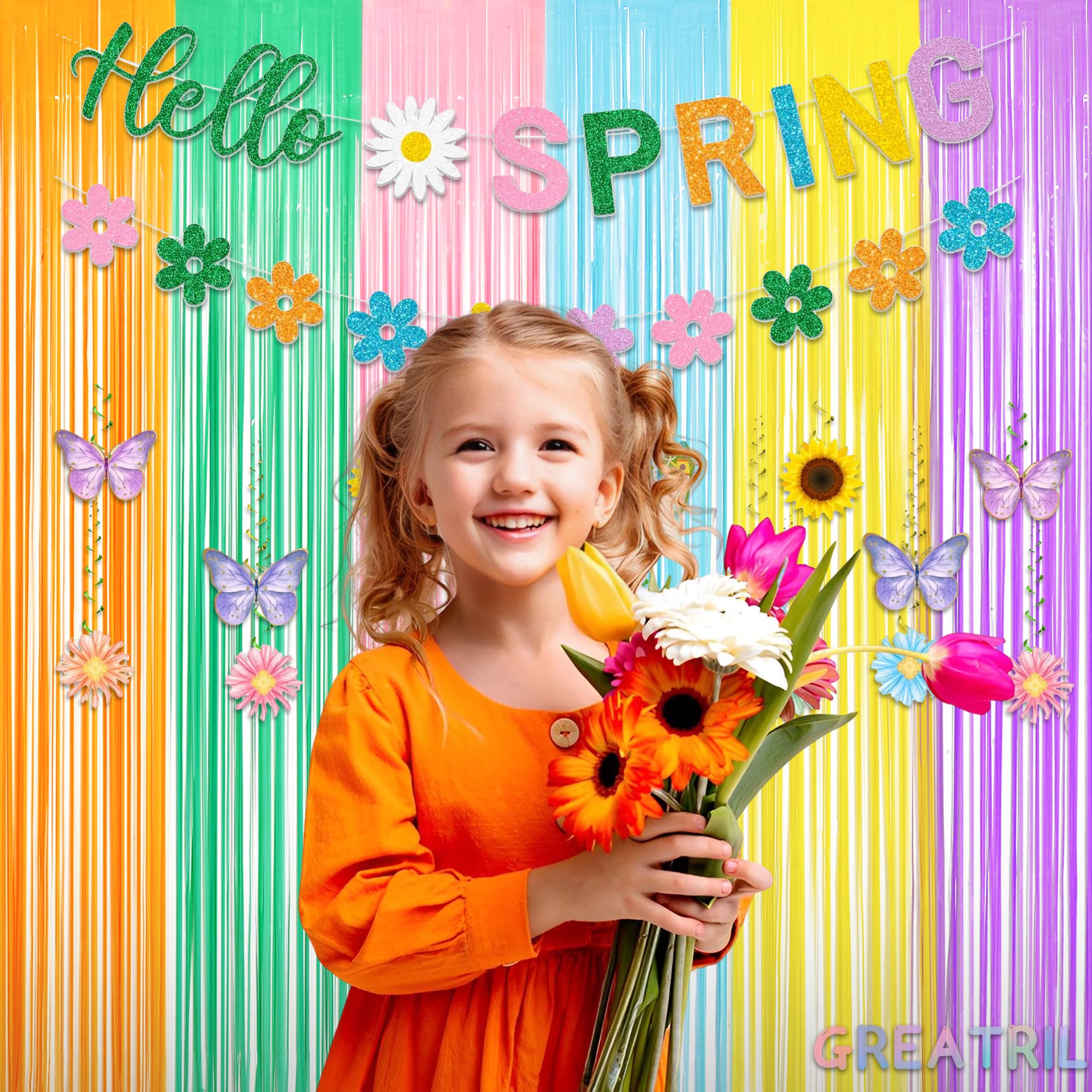 Silver Snowflake Fringe Curtain - GREATRIL Winter Onederland Streamers Backdrop with Sparkling Snowflake for Christmas Birthdays Party Decoration -3.2ft x 6.5ft - 2 Pack