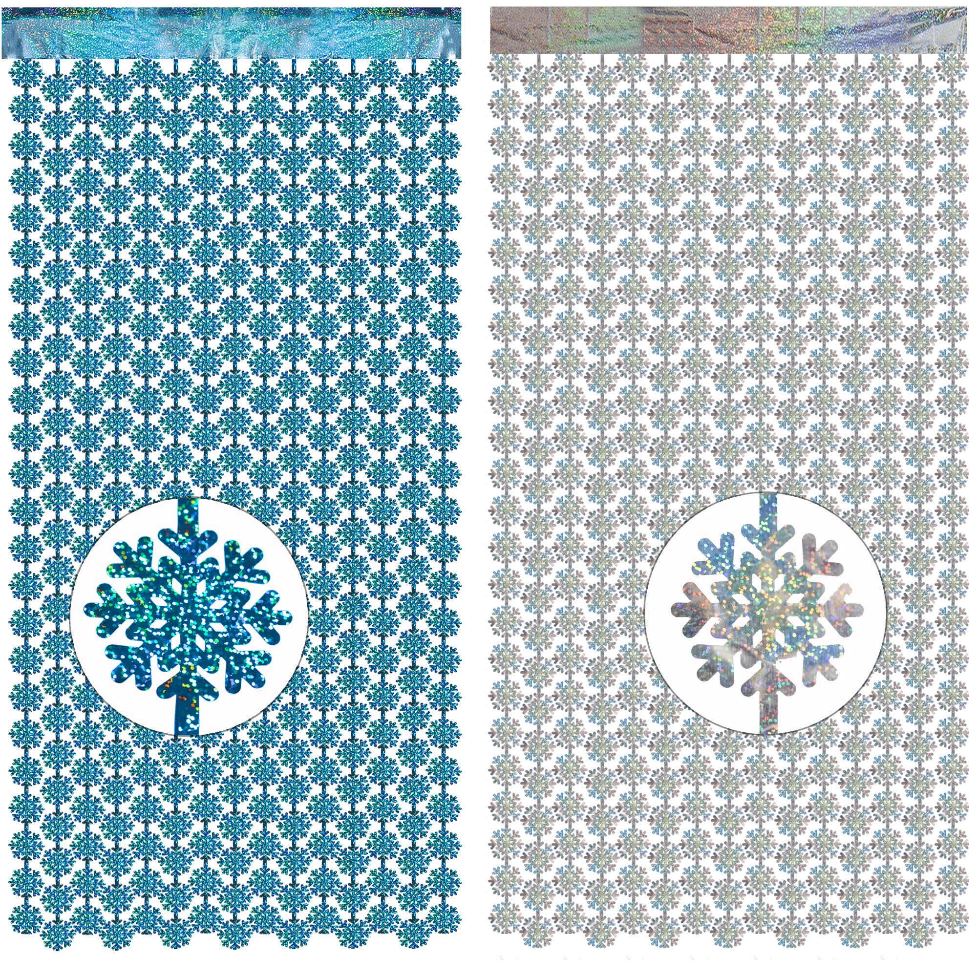 Silver Snowflake Fringe Curtain - GREATRIL Winter Onederland Streamers Backdrop with Sparkling Snowflake for Christmas Birthdays Party Decoration -3.2ft x 6.5ft - 2 Pack